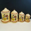 Brown Yellow Floral 4-Piece Canister Set