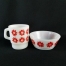 anchor hocking red daisy mug and cereal bowl