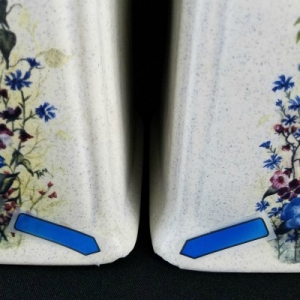 stoneware blue floral birdhouse canister set