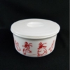 Vintage Hazel Atlas Red Dutch Ice Skaters Lidded Bowl 5 ¾”